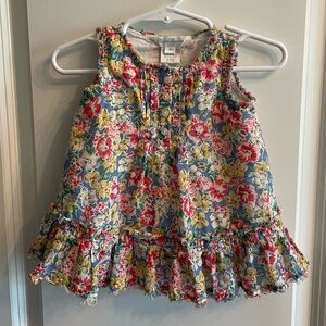 Ralph Lauren 0-3 month baby girls floral dress with raw edge ruffle sleeveless